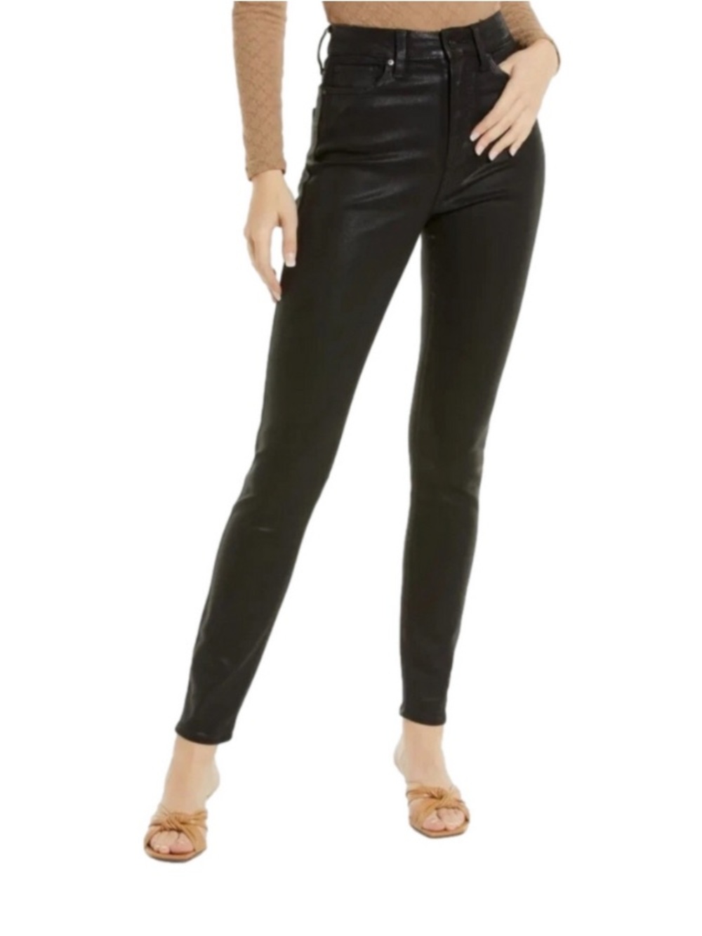 PAIGE Black Coated Denim Verdugo Ultra Skinny Jeans